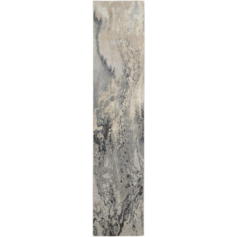 Nourison Maxell Modern Abstract Indoor Area Rug Grey 2'2" x 10'