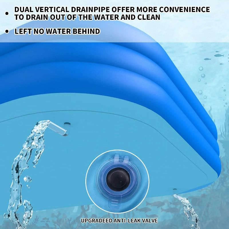 MOVSSOU Inflatable Swimming Pool Kids Adults Blow up Pool Family Backyard 120" x 72" x 22" Blue