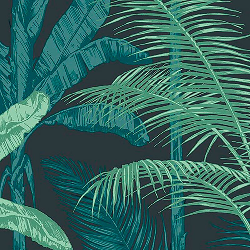 Jungle Mood Green and Black Leaves Tropical Paste the Wall Wallpaper
