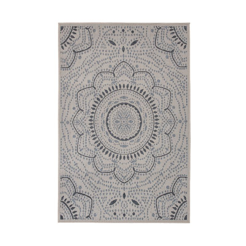 World Rug Gallery Portia Oriental Medallion Indoor/Outdoor Area Rug - Cream 5' x 7'