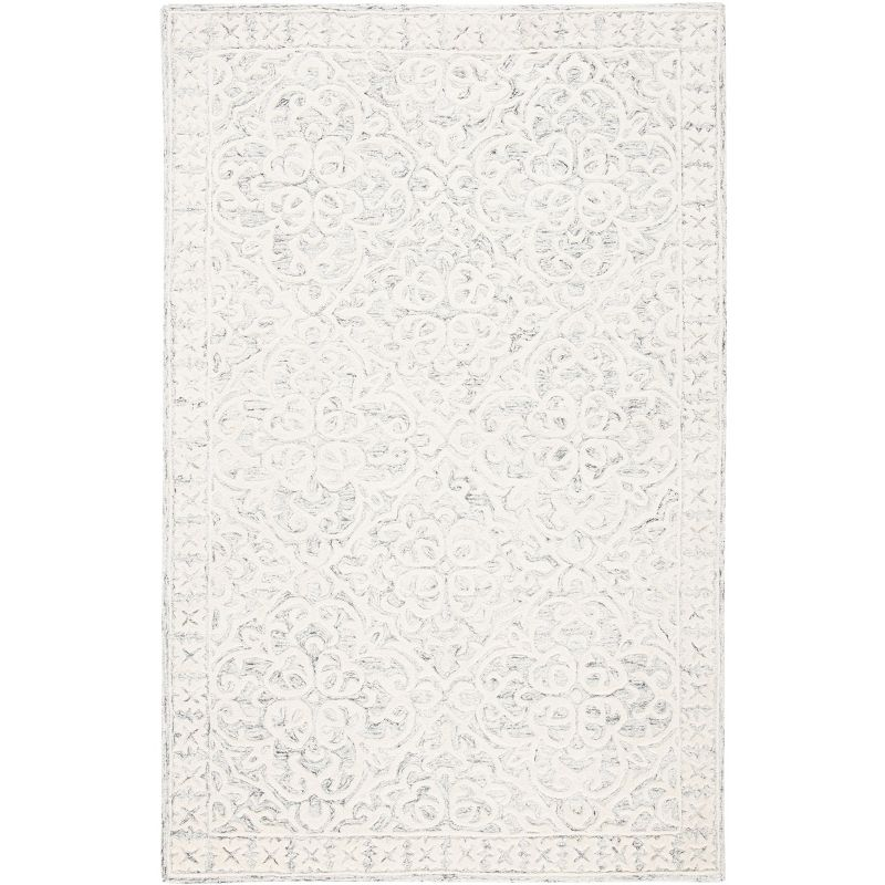 Metro MET857 Hand Tufted Indoor Area Rug - Silver/Ivory - 5'x8' - Safavieh