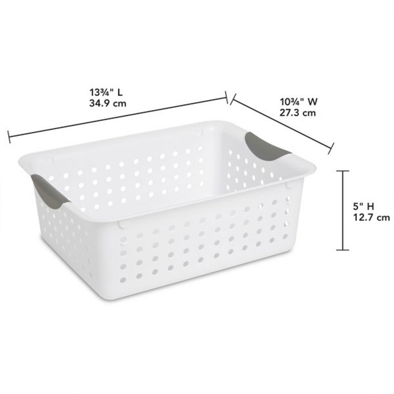 Sterilite Medium Ultra Basket, Storage Bin to Organize Closets, Cabinets, Pantry, Shelving and Countertop Space, White, 18-Pack