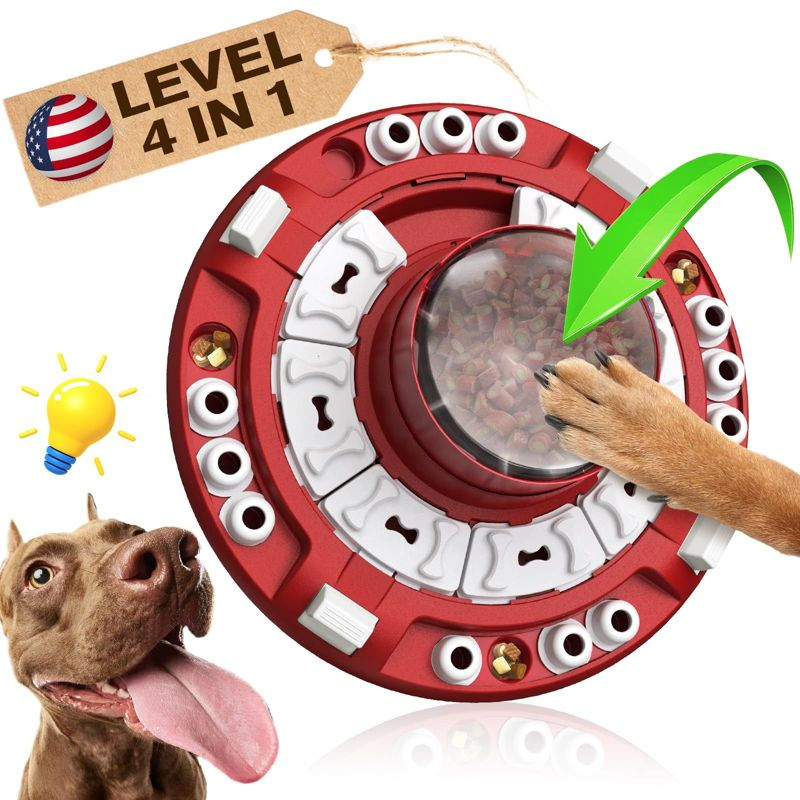 KADTC 4-in-1 Dog Puzzle Toy, Interactive Slow Feeder & Treat Dispenser for Smart Dogs