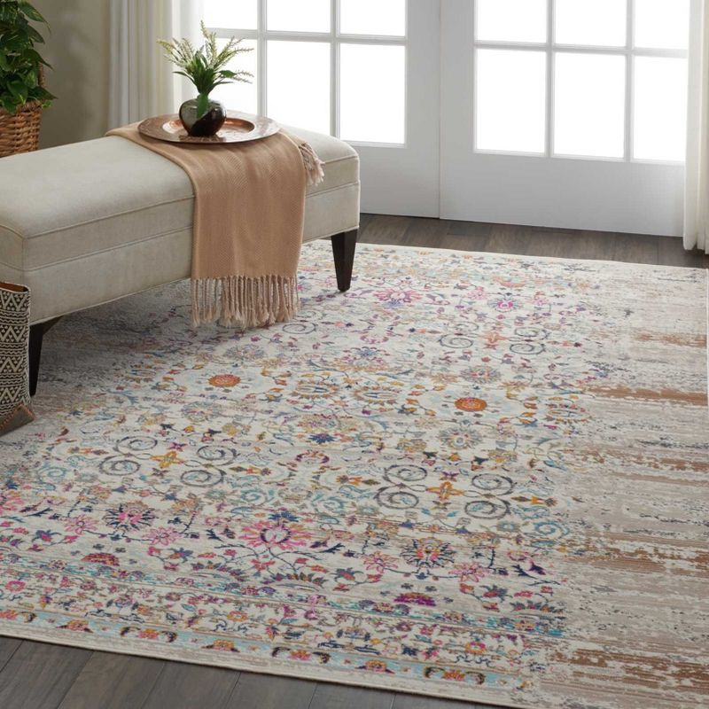 Nourison Vintage Kashan VKA02 Ivory/Light Blue/Orange Indoor Area Rug - 4' x 6'