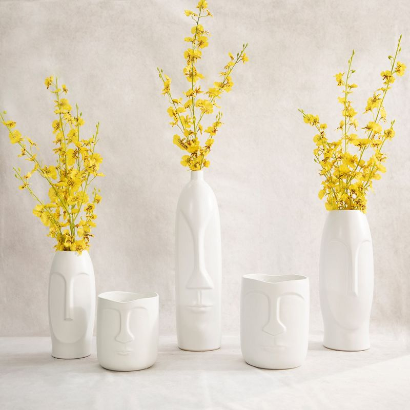 Sagebrook Home 18" Ceramic Face Vase - Ceramic Table Decor, Rustic Decorative Centerpiece For Home, Wedding, Office Decor - White Vase Decor