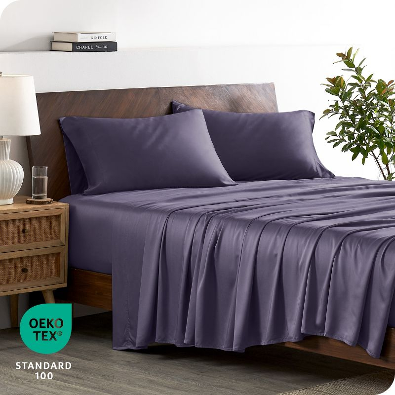 Queen Dusty Purple Rayon from Bamboo Solid Deep Pocket Sheet Set by Bare Home