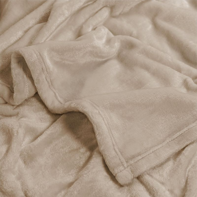 PAVILIA Luxury Fleece Blanket Throw for Bed, Soft Lightweight Plush Flannel Blanket for Sofa Couch , Taupe/Throw - 50x60
