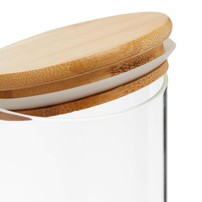 Juvale 3 Pack Glass Storage Containers with Bamboo Lids, Airtight Canisters for Pantry (32.5 oz)