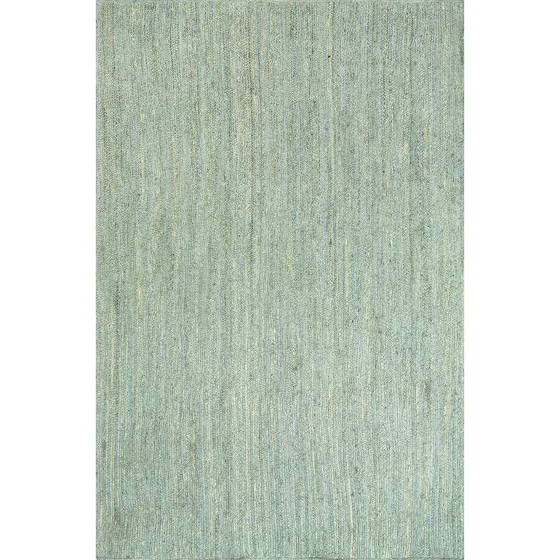Nuloom 6x9 Rigo Jute Hand Woven Area Rug, Green, Solid Farmhouse Design, Natural Fiber Bedroom, Living Room, Kitchen