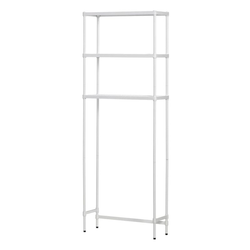 Design Ideas MeshWorks 3 Tier Full Size Metal Tower Bathroom Storage Shelving Unit Rack for Over the Toilet Organization, 26" x 9.8" x 70.3", White