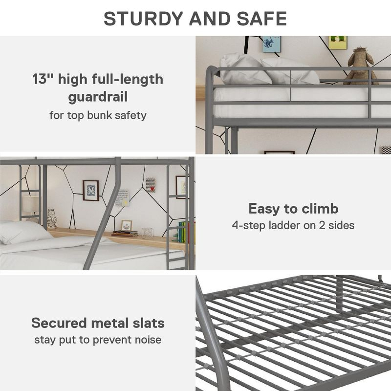 DHP Dusty Twin over Full Metal Bunk Bed, Silver
