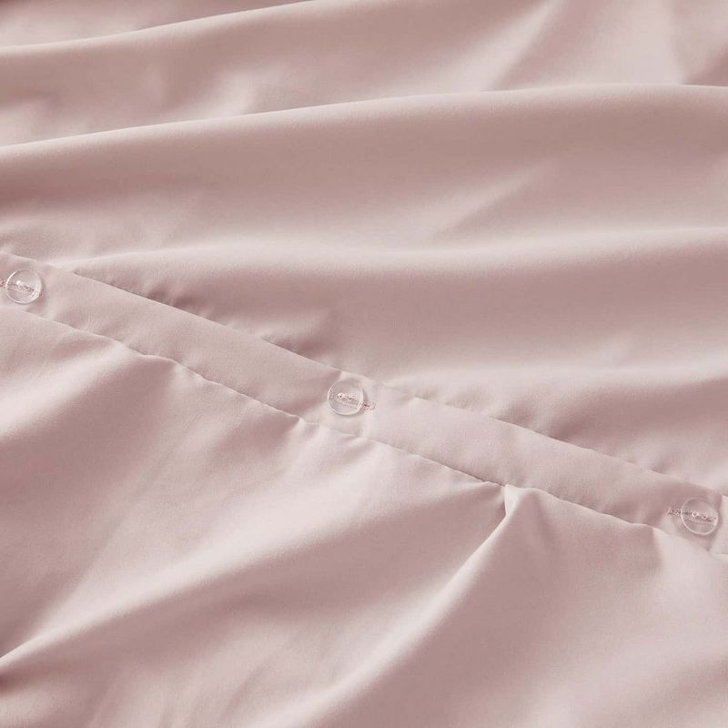 Nestl 3 Piece Pinch Pleated Duvet Cover Set, Full Size Pintuck Duvet Cover with Button Closure, Blush