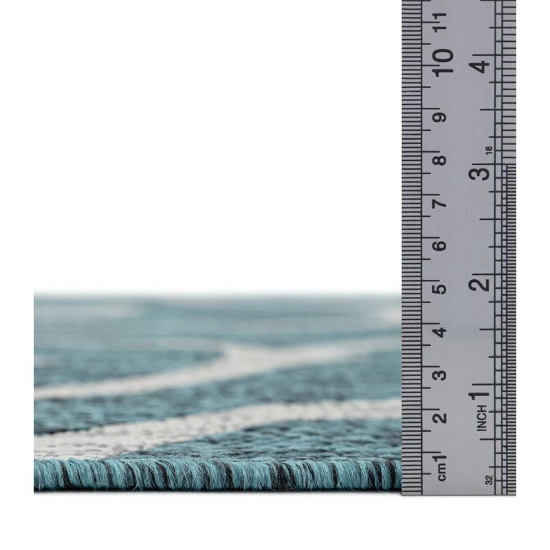 Unique Loom 6' 1 x 9' 0 Rectangle Indoor/Outdoor Botanical Teal Area Rug