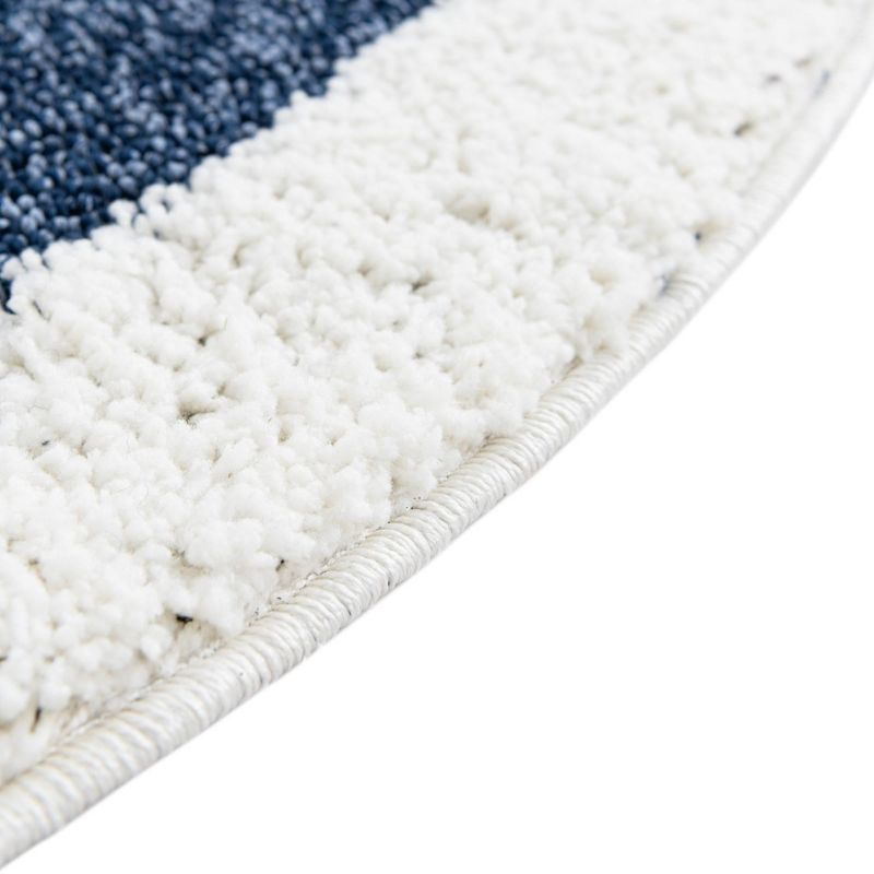 Unique Loom Boho Collection Area Rug - Mimi (3' 3" Round Blue/Ivory)