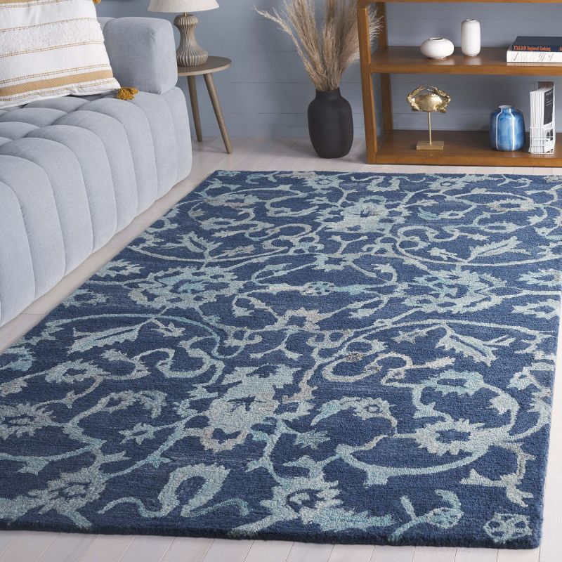 Anatolia AN401 Handmade Tufted Area Rug - Navy - 5' X 8' - Safavieh
