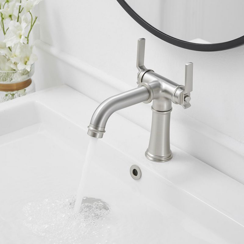 BWE Double Handle Industrial Style Bathroom Faucet Lavatory Mixer Tap Commercial Vanity