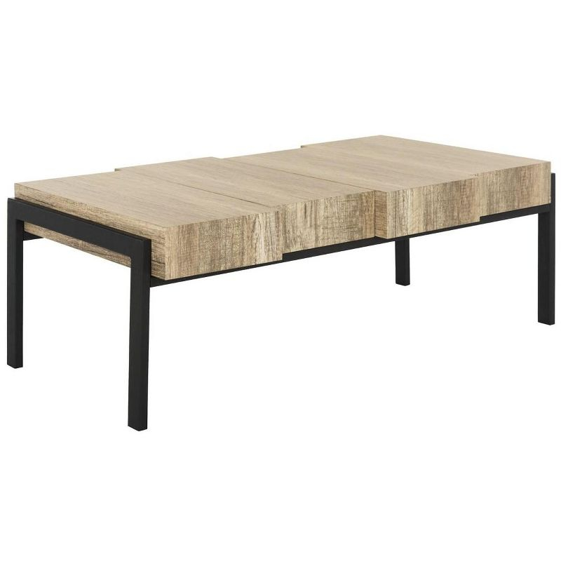 Alexander Coffee Table - Multi Brown/Black Metal Legs - Safavieh