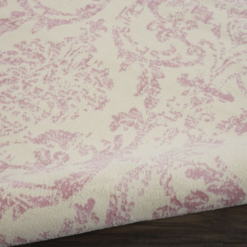 Jubilant JUB09 Area Rug Farmhouse Vintage Damask By Nourison Ivory/Pink 7' x 10'