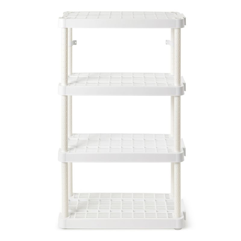 Gracious Living 4 Shelf Adjustable Height Medium Duty Storage Unit 14 x 32 x 54.5" Organizer for Home, Garage, Basement, & Laundry, White (3 Pack)