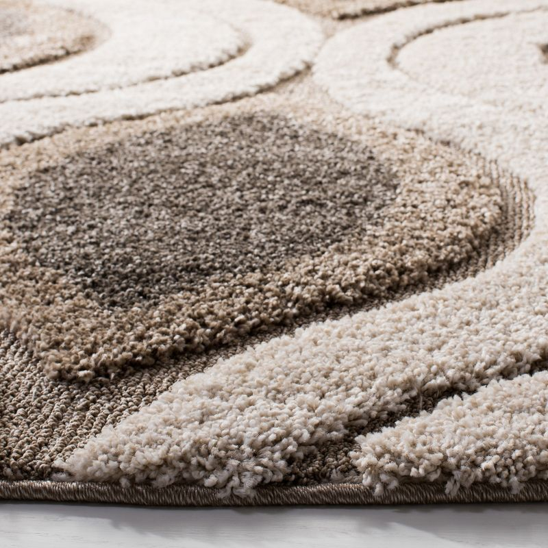 Florida Shag SG461 Power Loomed Indoor Accent Rug - Cream/Smoke - 4' Round - Safavieh