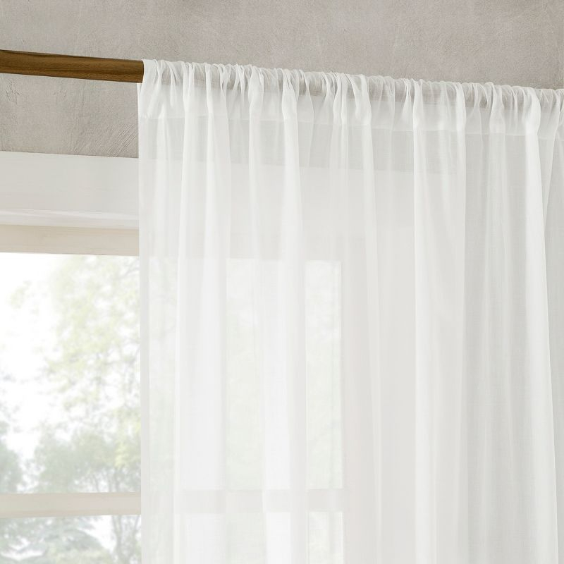 50"x84" Archaeo Sheer 100% Cotton Curtain Panel White: Transitional Voile Rod Pocket Indoor Drapery
