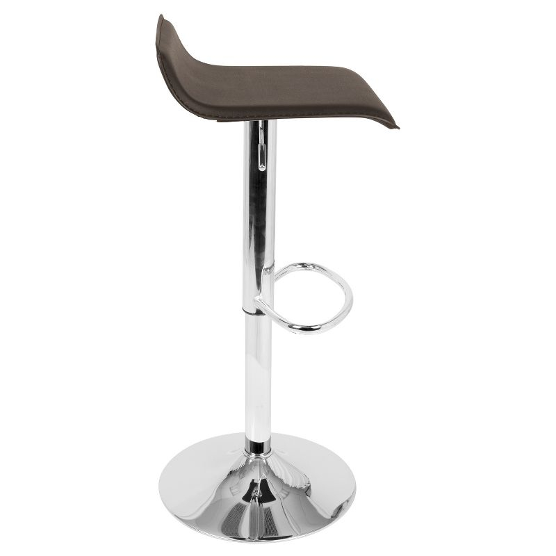 Set of 2 Ale Contemporary Adjustable Barstool Brown - Lumisource: Chrome-Plated, Swivel, Low Back, PVC Upholstery