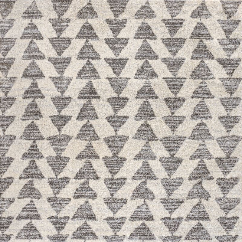 JONATHAN Y Aisha Moroccan Triangle Geometric Cream/Gray 5' Square Area Rug