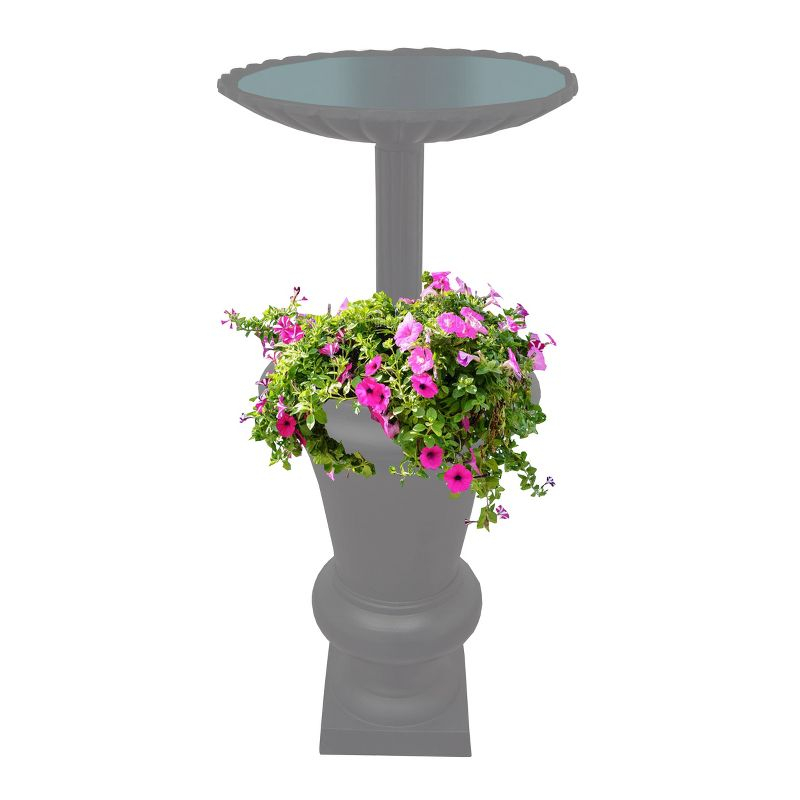 Ornate Cast Aluminum 40" Bird Bath with Planter - Gray - Oakland Living