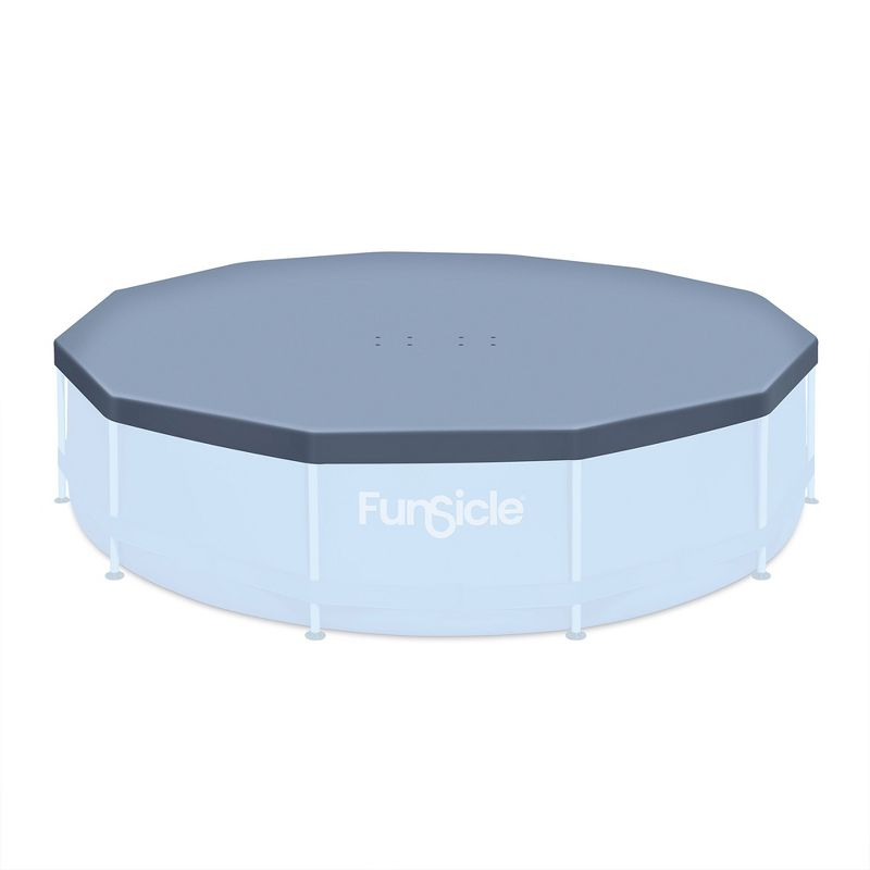 Funsicle 12ft Round Frame Seasonal Debris Above Ground Swimming Pool Cover with Drain Holes and Adjustable String Lock, Accessory Only, Gray