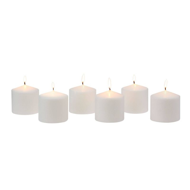 6pk 3" x 3" Pillar Candles White - Stonebriar Collection: Smokeless, Machine-Poured, 18hr Burn Time