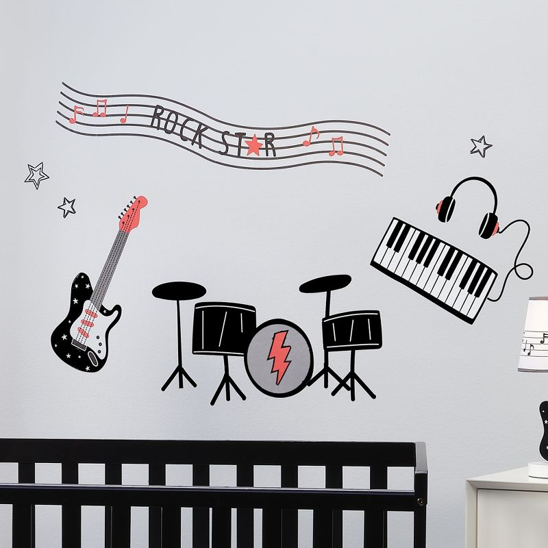 Lambs & Ivy Rock Star Musical Instruments Wall Decals/Stickers - Drums/Guitar