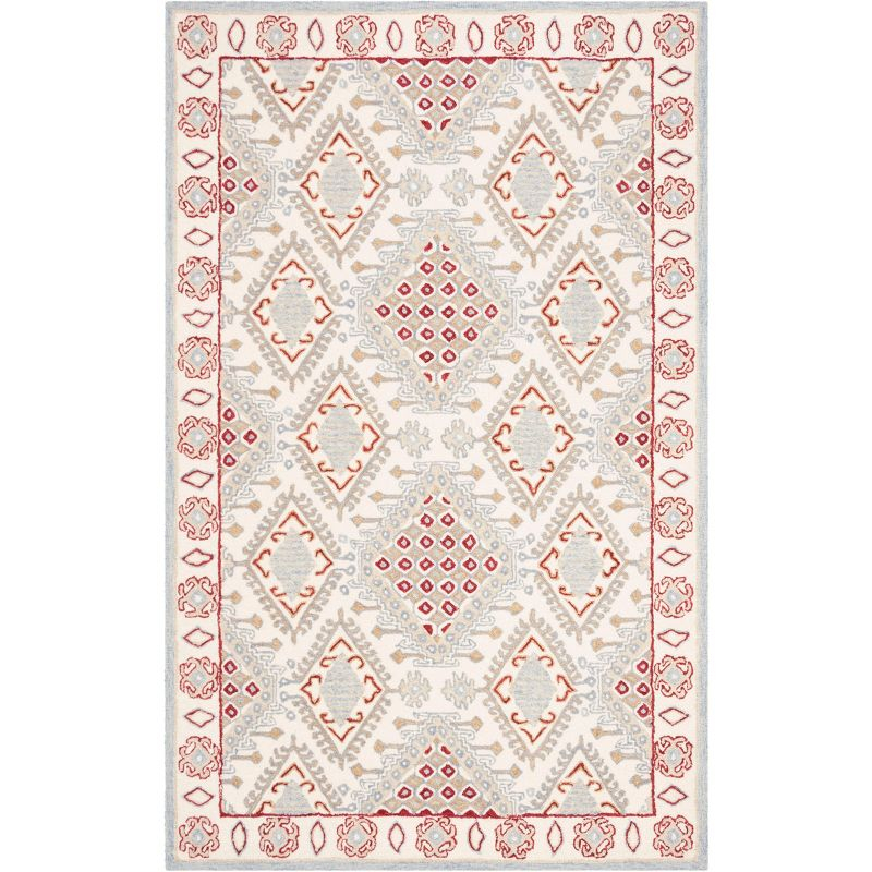 Micro-Loop MLP511 Hand Tufted Indoor Area Rug - Ivory/Red - 5'x8' - Safavieh
