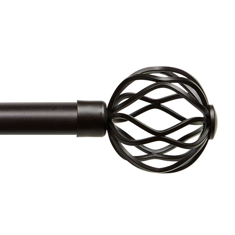 Exclusive Home 36"-72" Ogee Curtain Rod - Matte Bronze: Adjustable Iron Rod, Cage Finial, 25 lb Capacity