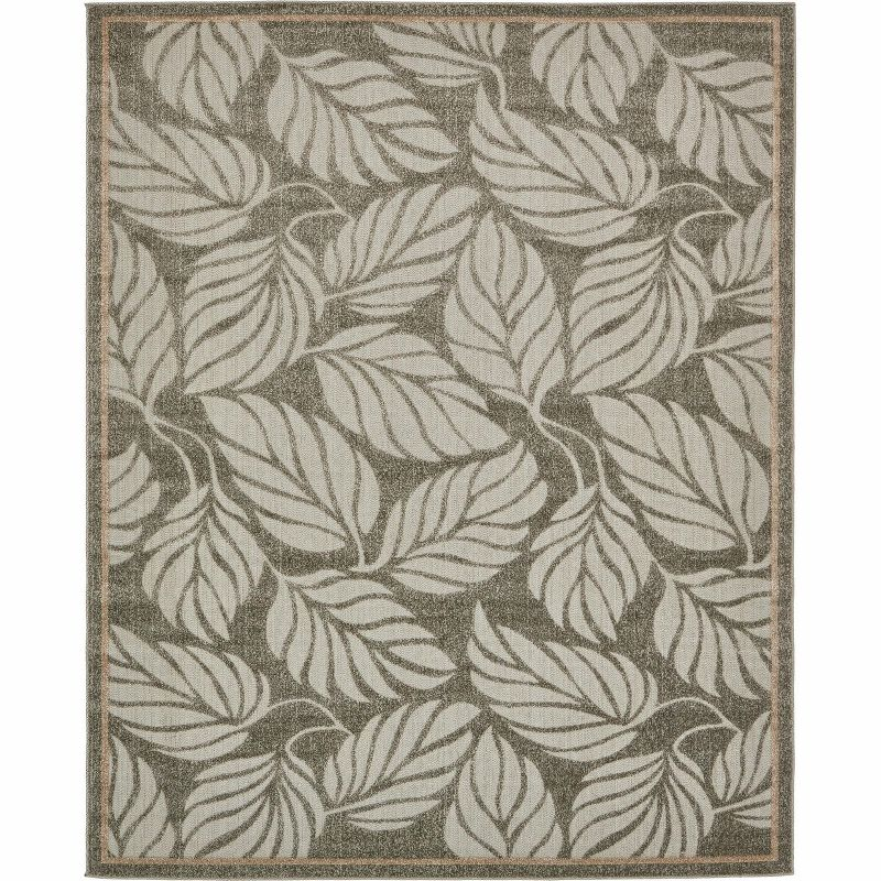 Unique Loom 8' 0 x 10' 0 Gray Outdoor Botanical Augusta Area Rug