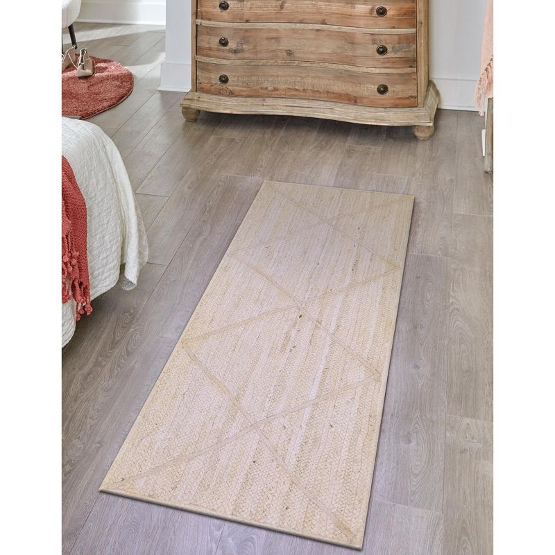 Unique Loom 2' 2 x 6' 1 Braided Jute Ivory Area Rug