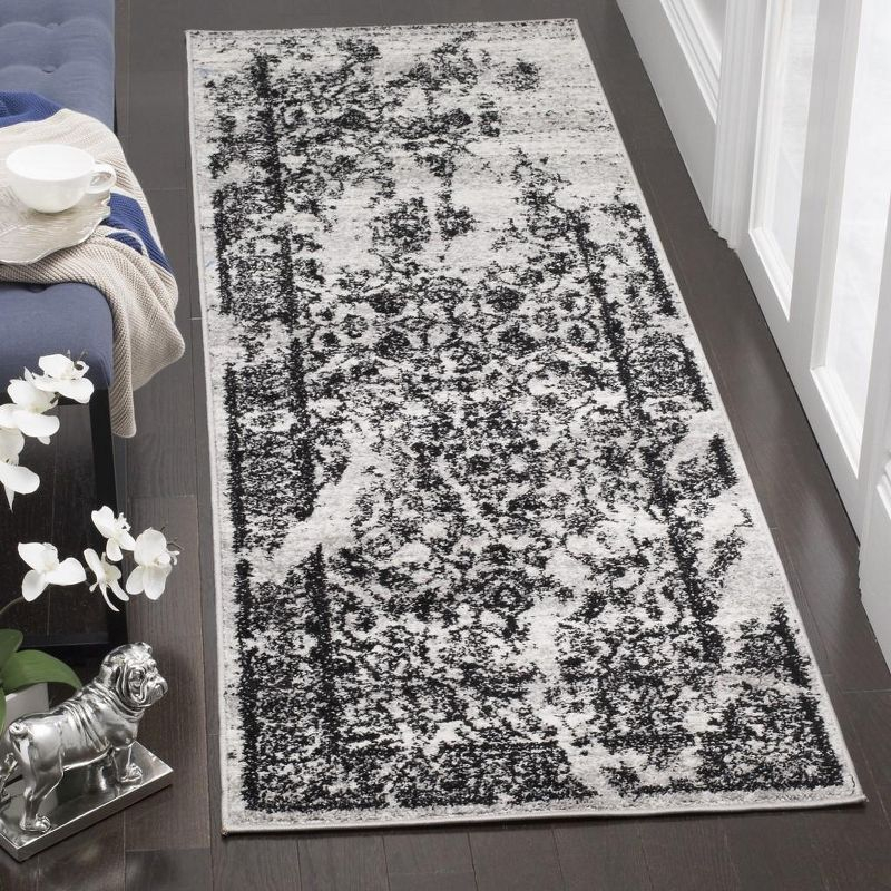 Adirondack ADR101 Power Loomed Runner Rug - Silver/Black - 2'6"x20' - Safavieh.
