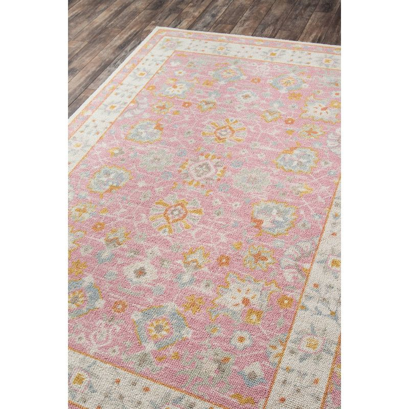 Momeni 5'3"x7'6" Anatolia Mae Medallion Machine Loomed Area Rug Pink: Wool & Nylon, Low Pile, Indoor Classic Rectangle