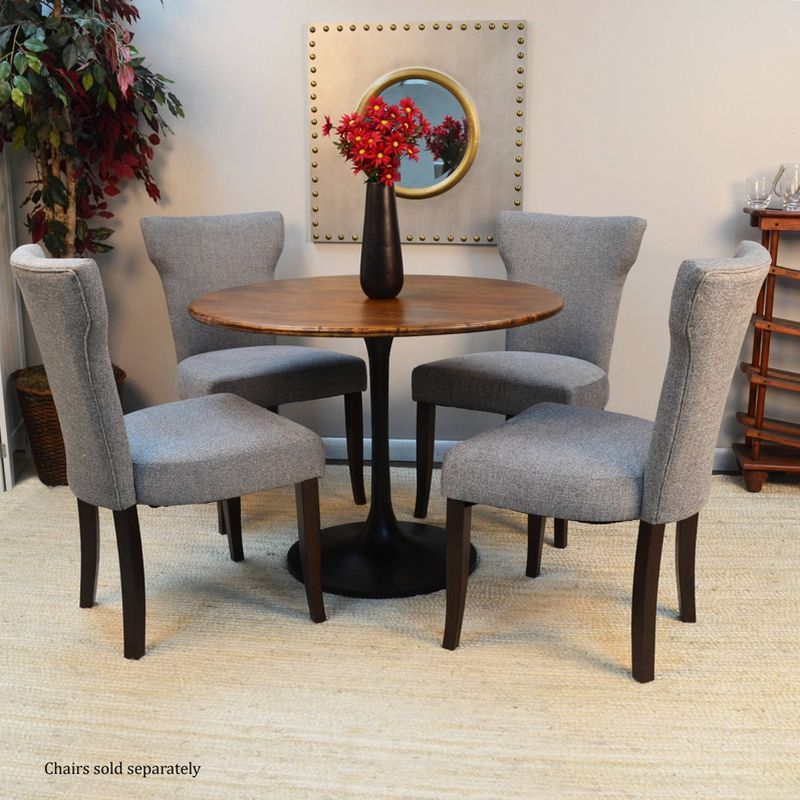 Carolina Living 40" Somerset Wood Top Round Dining Table Black: Elm Stained, Mango Wood, Pedestal Base