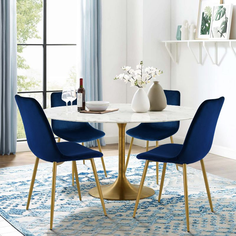 Set of 4 Bingo Blue Upholstered  Side Chair -Maison Boucle