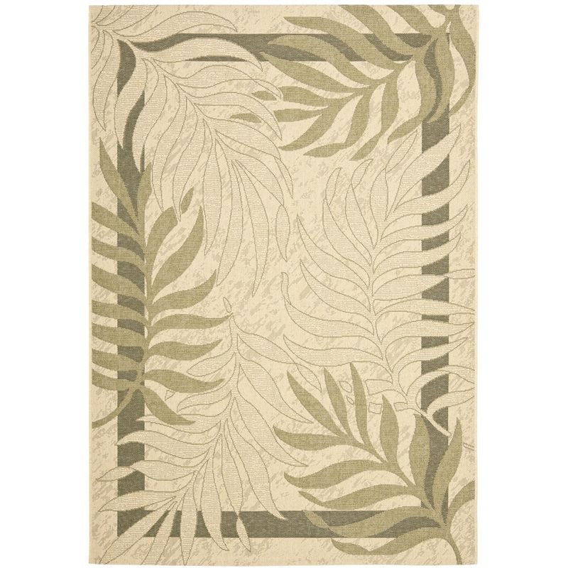 Courtyard CY7836 Power Loomed Indoor/Outdoor Area Rug - Cream/Green - 5'3"x7'7" - Safavieh.
