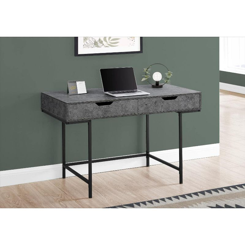 Monarch Specialties Computer Desk Home Office Laptop Storage Drawers 48InchL Work Metal Laminate Grey Black Contemporary Modern
