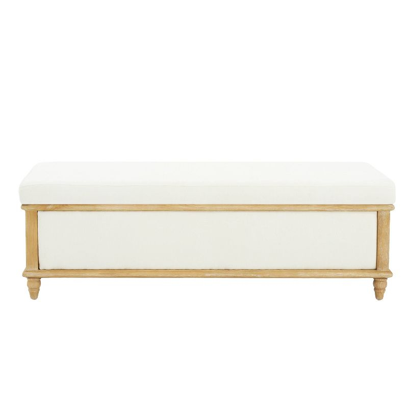 Christopher Knight Home Abilene Storage Ottoman - Beige: Linen Upholstered, Wood Frame, Rectangular Shape, 250lbs Capacity