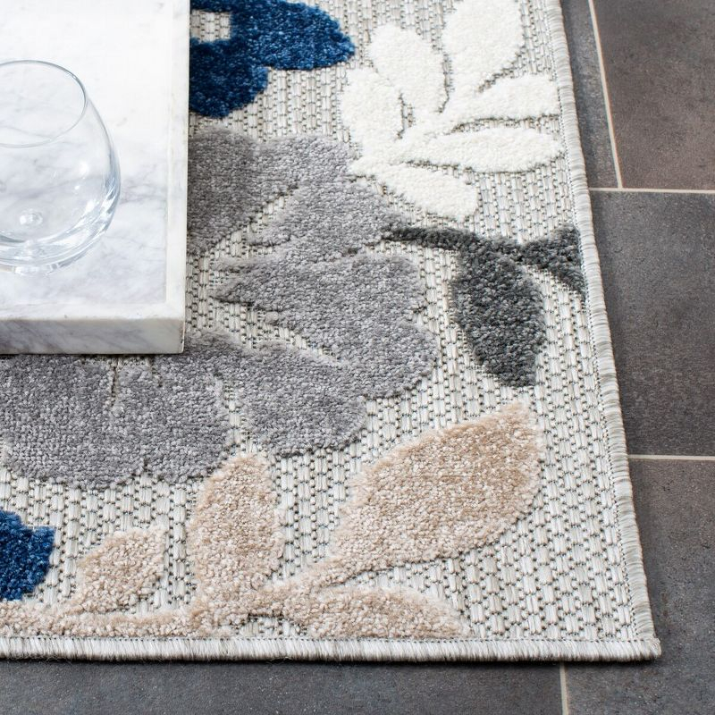 Cabana CBN308 Power Loomed UV Resistant Indoor/Outdoor Area Rug - Grey/Blue - 6'7"x6'7" - Safavieh