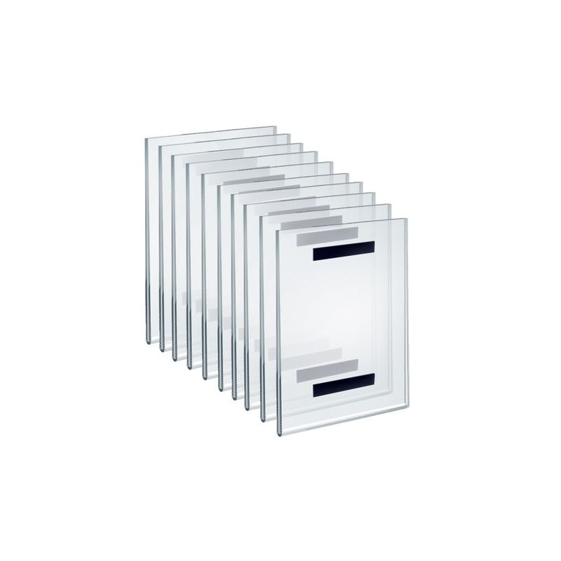 Azar Displays Clear Acrylic Magnet Back Sign Holder Frames 8.5" W x 11" H - Vertical / Portrait, 10-Pack