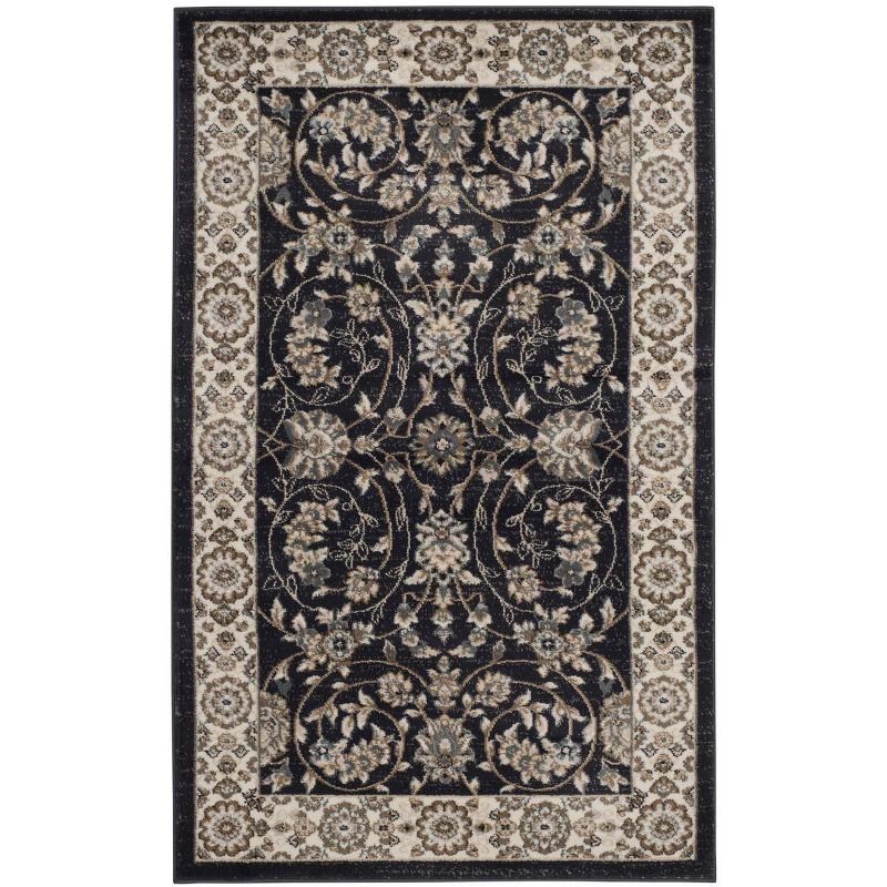 Lyndhurst LNH340 Power Loomed Accent Rug - Anthracite/Cream - 3'3"x5'3" - Safavieh