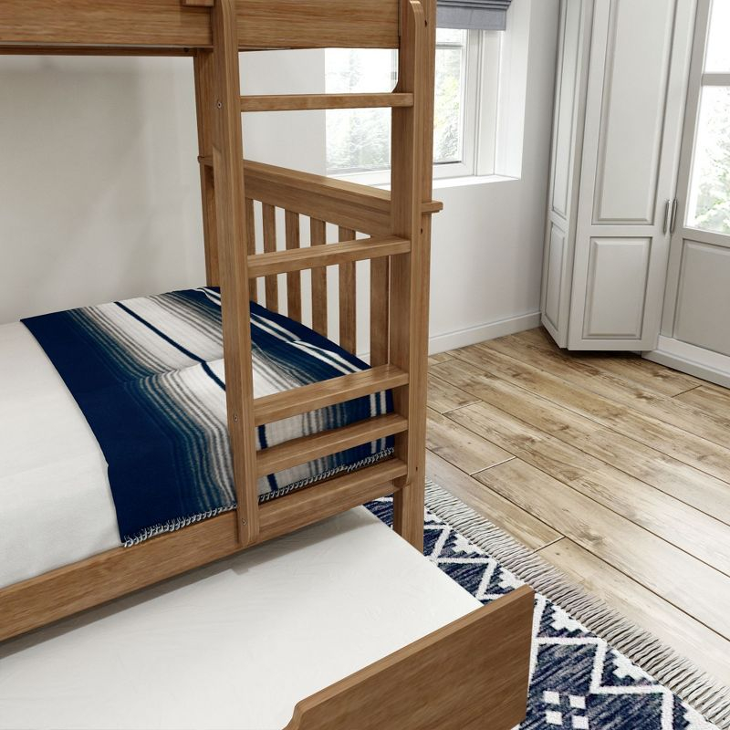Plank+Beam Solid Wood Twin over Twin Bunk Bed with Storage Trundle for Adults/Kids, Pecan