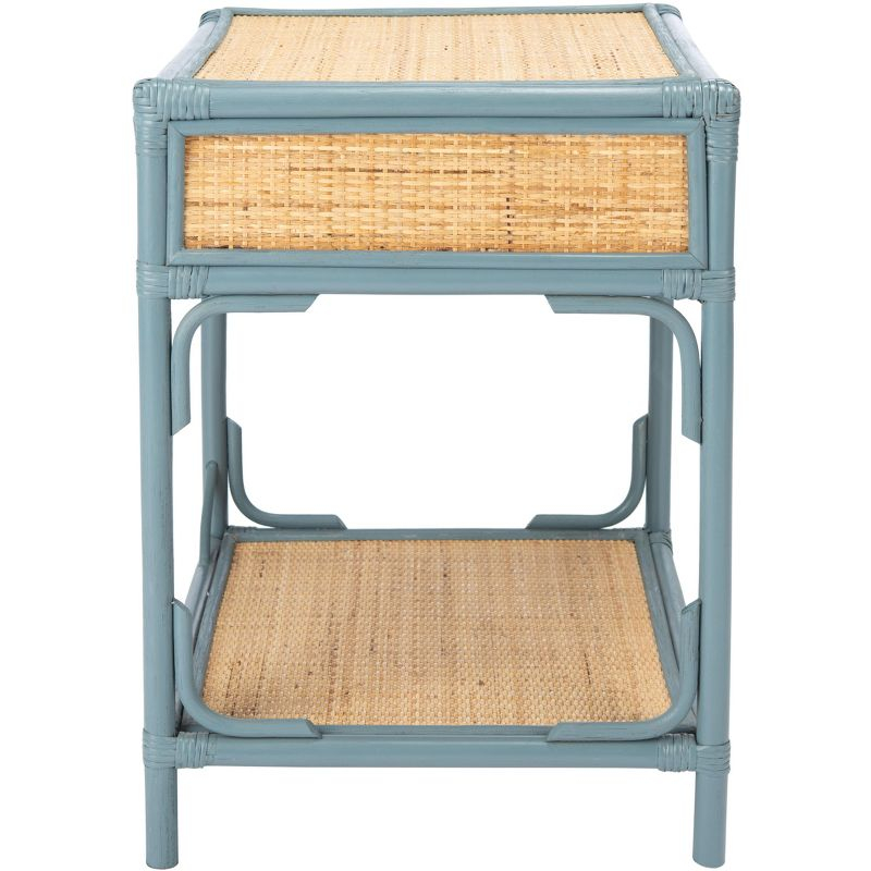 Roya 1 Drawer 1 Shelf Nightstand - Blue Grey/Natural - Safavieh.