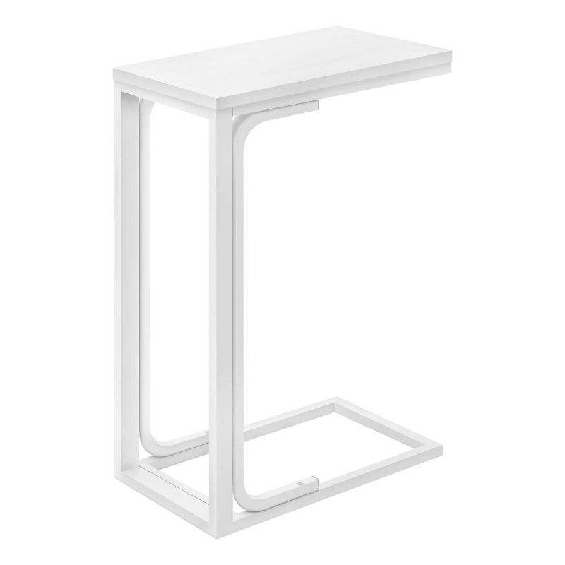 Monarch Specialties Accent Table C-Shaped End Side Snack Living Room Bedroom Metal Laminate White Contemporary Modern