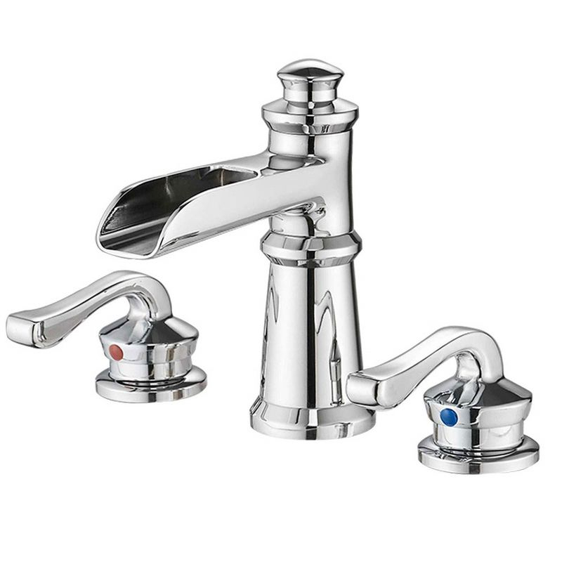 BWE 8 in. Waterfall Widespread 2-Handle Bathroom Faucet With Drain Assembly