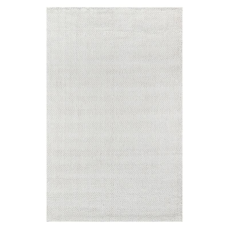 5'X8' Solid Woven Area Rug Ivory - Erin Gates By Momeni: Modern Low Pile Handmade Rectangle, Indoor Use, Spot Clean
